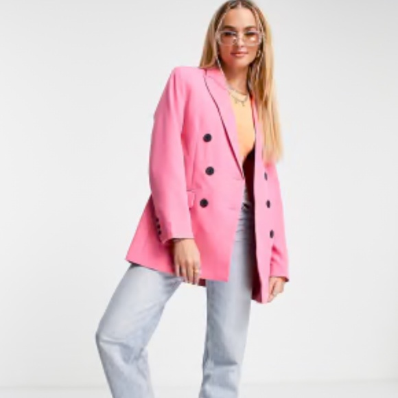 Stradivarius Hot Pink Oversized Dad Blazer - Picture 2 of 11